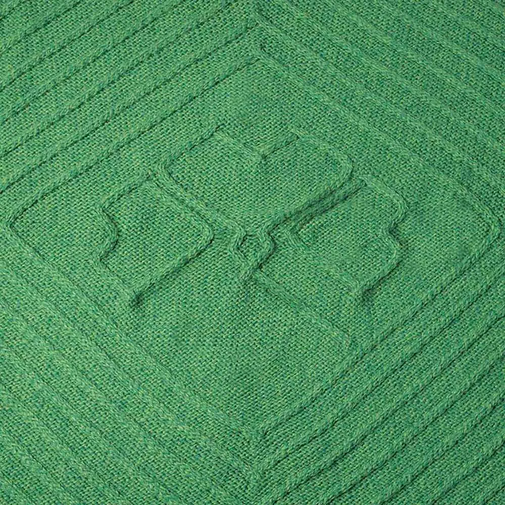 Aran Knit Shamrock Wool Throw Blanket - Green