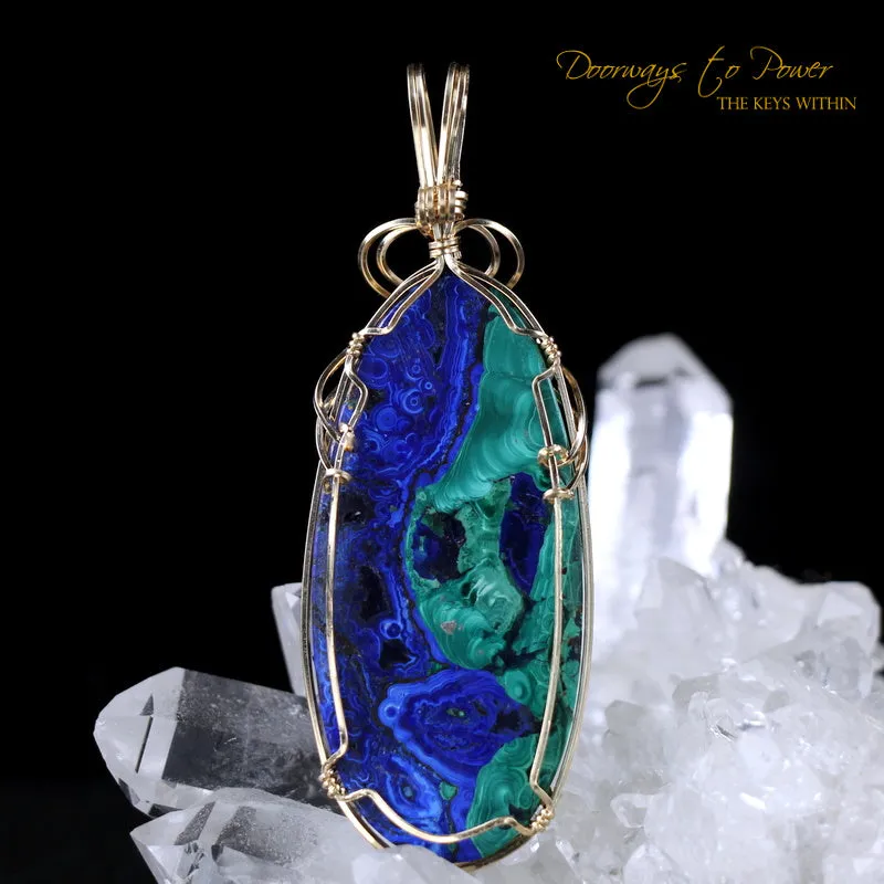 Azurite Malachite Crystal Pendant 14k