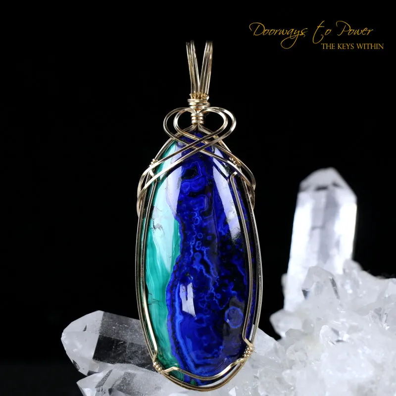 Azurite Malachite Crystal Pendant 14k