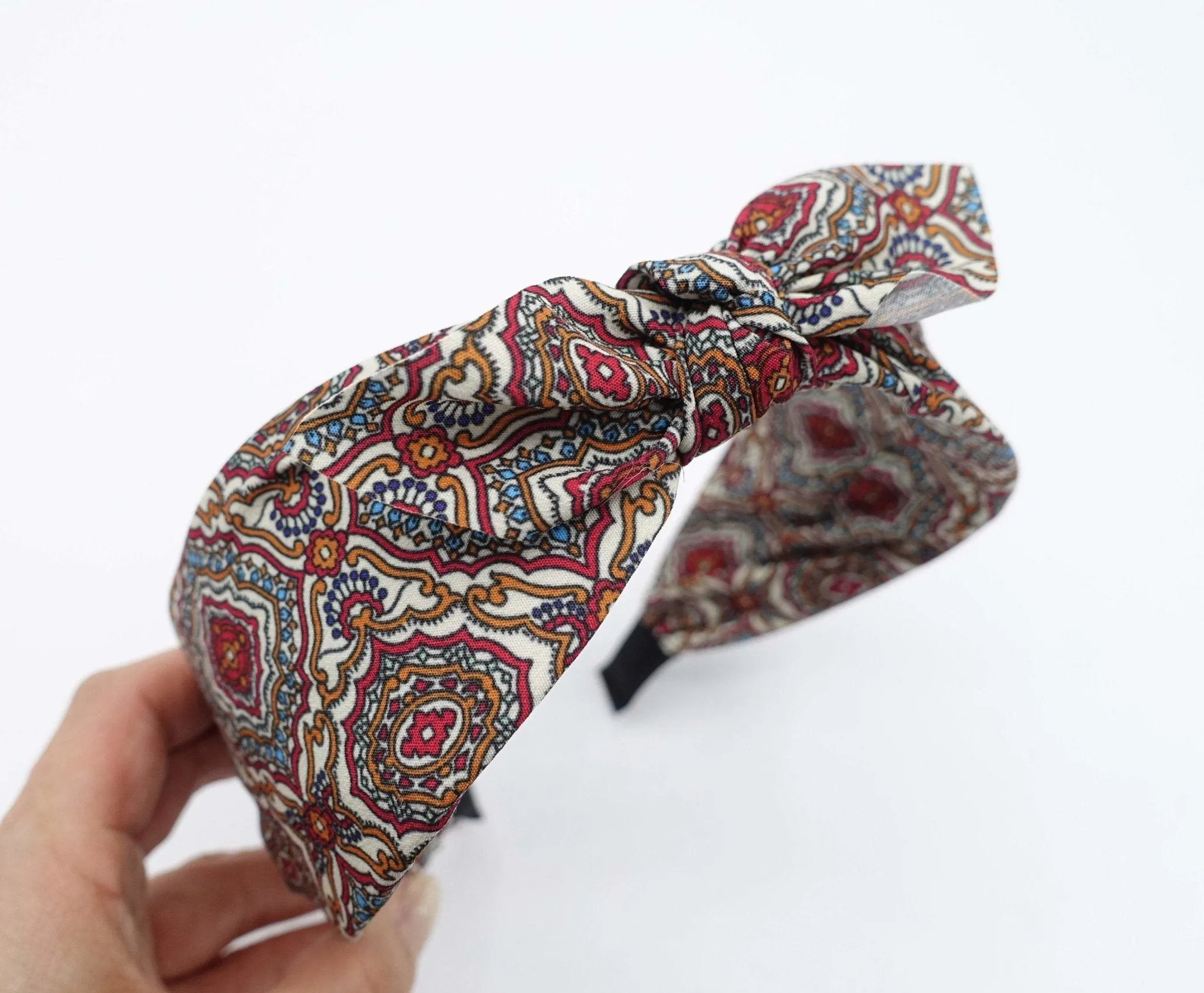 baroque print headband bow knotted hairband casual hair accessory for women