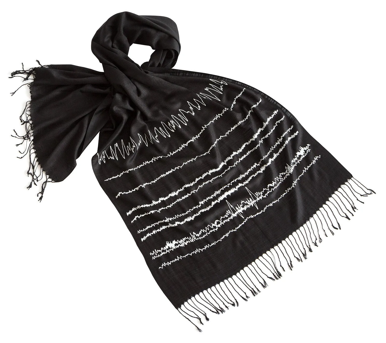 Brainwaves Print Scarf, EEG print linen-weave pashmina