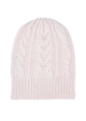 Cashmere Cable Beanie in Powder