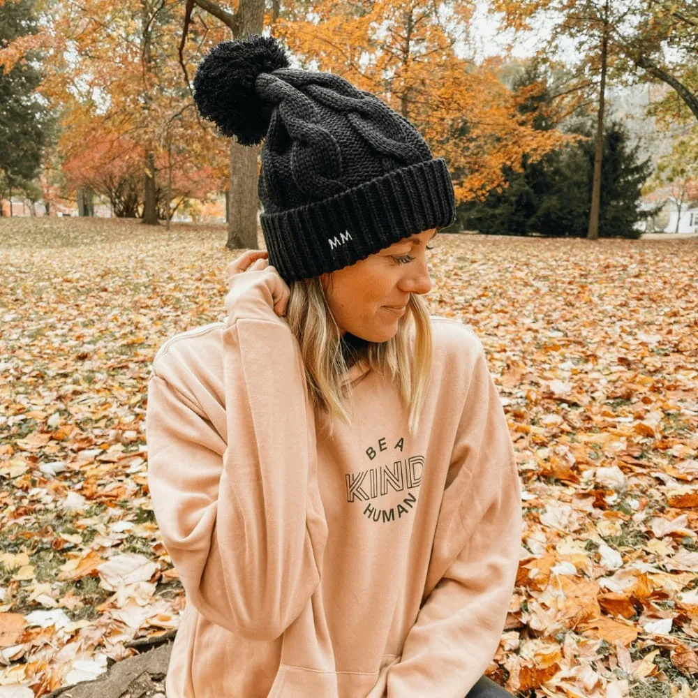 Chunky Twist Cuffed Beanie - Black