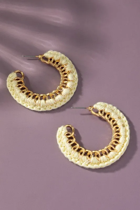 Cord Braided Link Chain Hoop Earrings