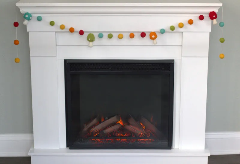 Felt Mushroom Garland- Bright Rainbow Colors