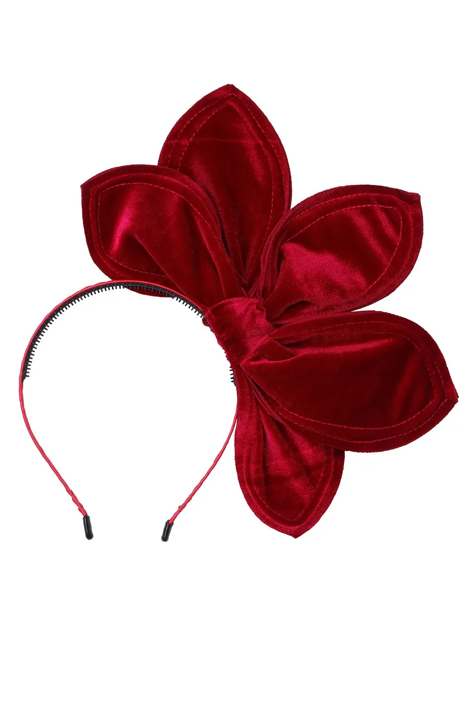 Five Petals Velvet Headband - Burgundy