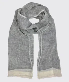 French Grey Two Tone Scarf | Gauze Linen