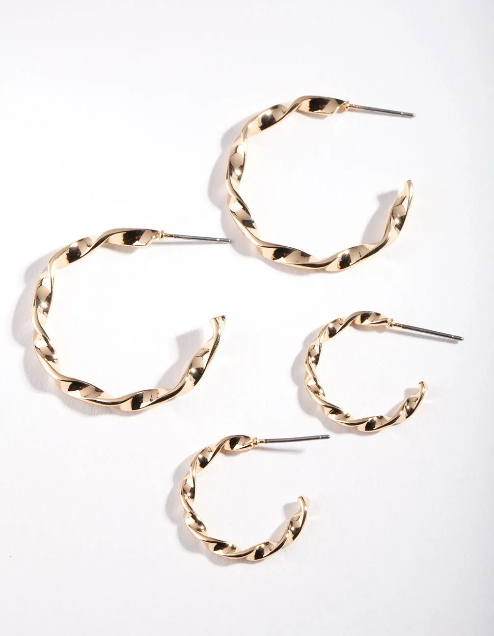 Gold Twisted Hoop Earring Pack