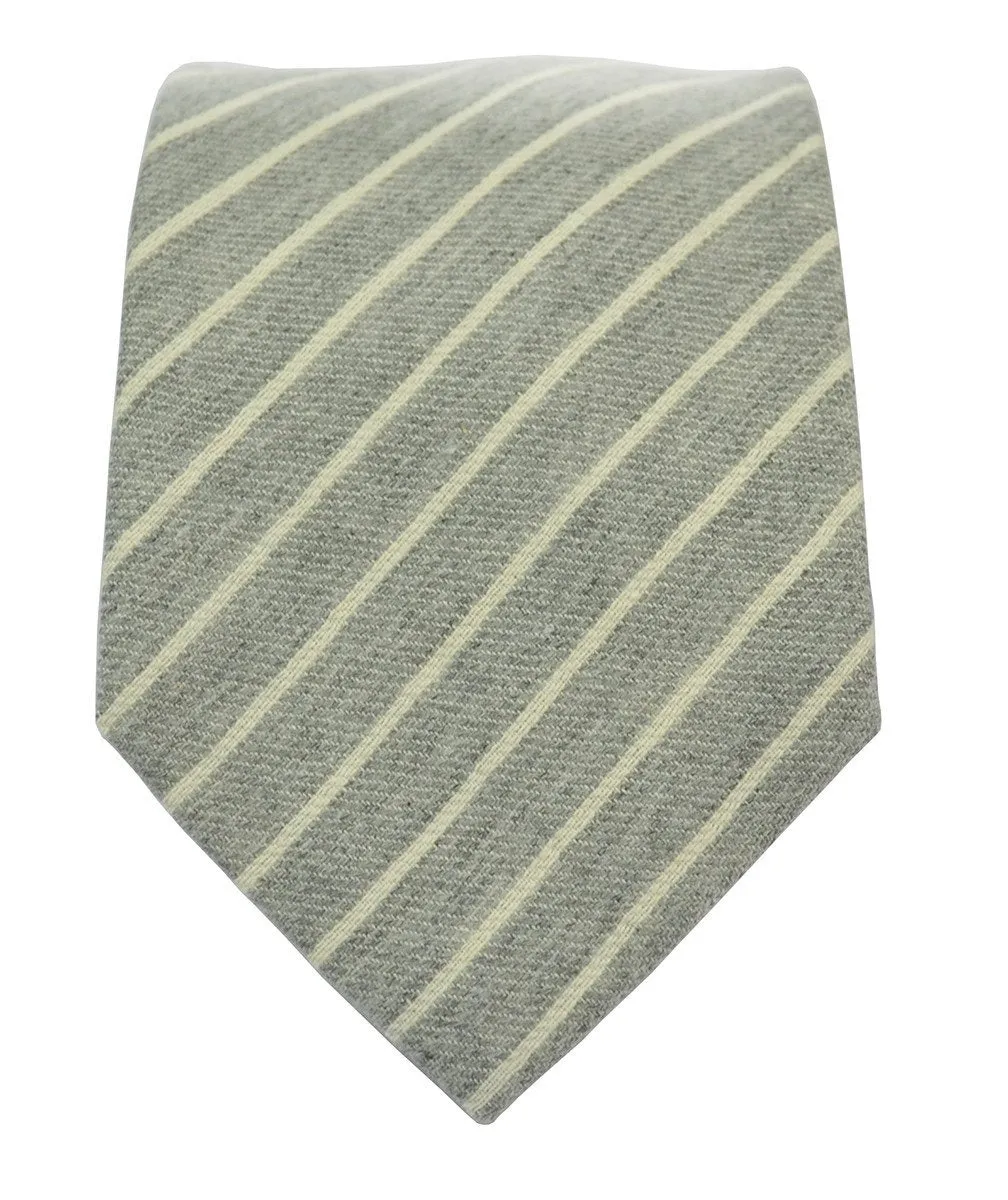 Grey Striped Linen Tie Set by Paul Malone