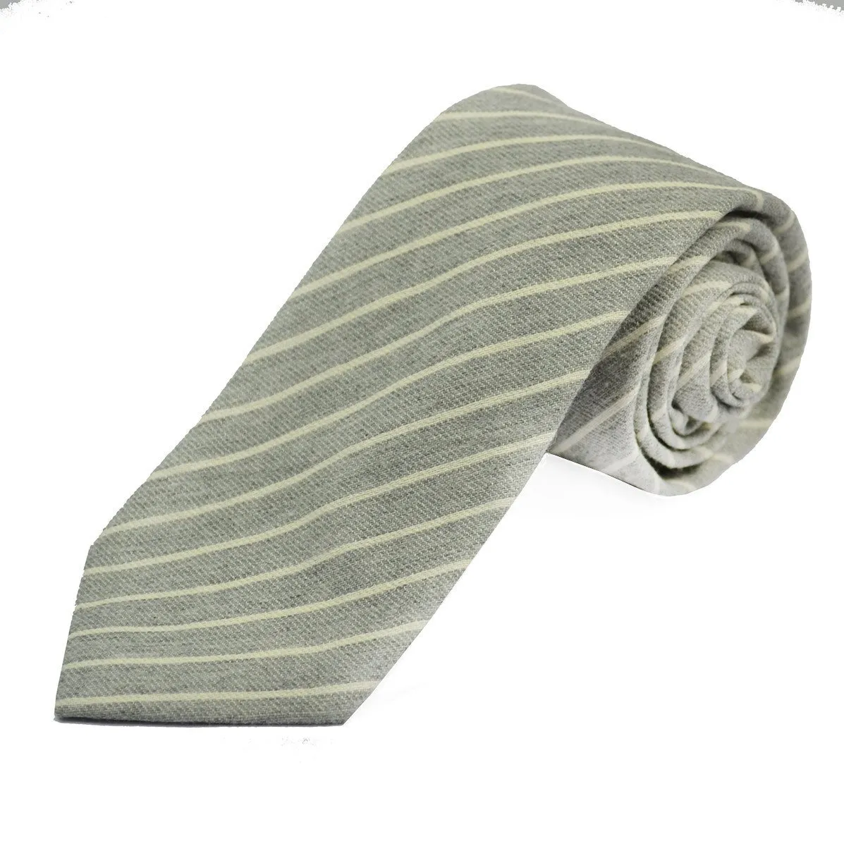 Grey Striped Linen Tie Set by Paul Malone