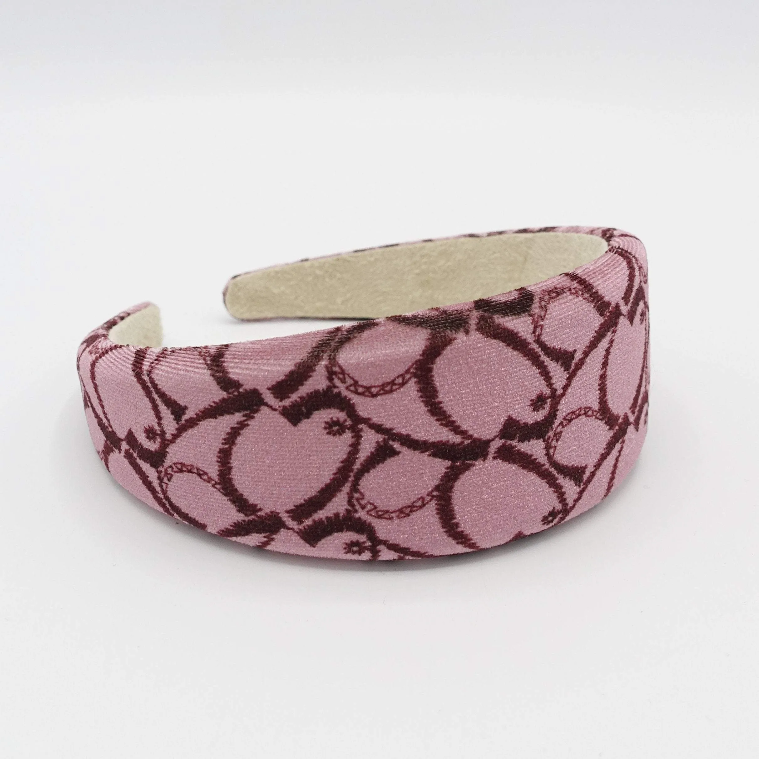 heart print velvet padded headbandi