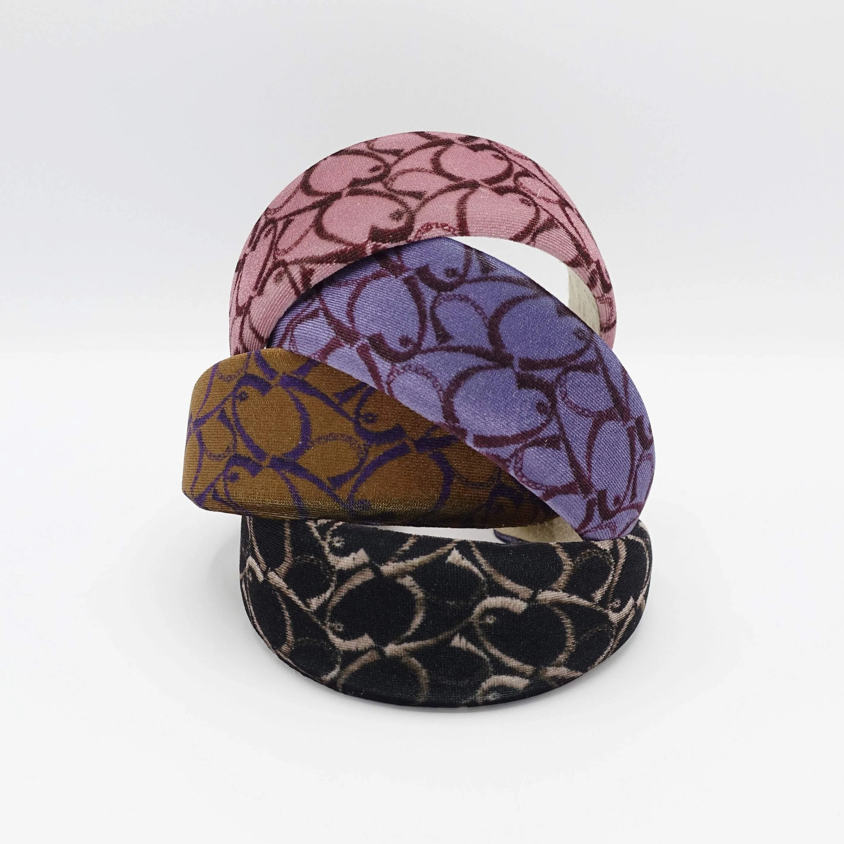 heart print velvet padded headbandi