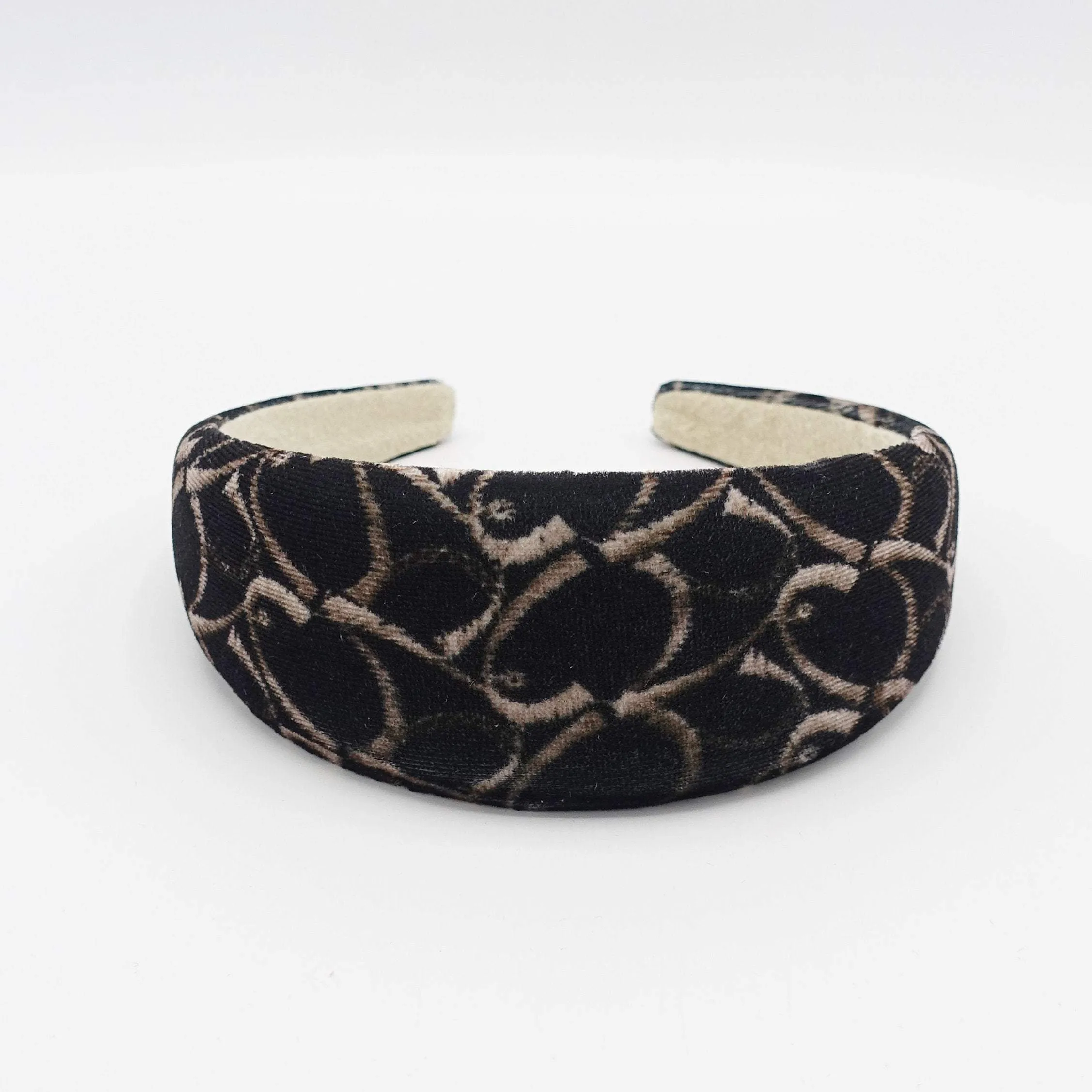 heart print velvet padded headbandi