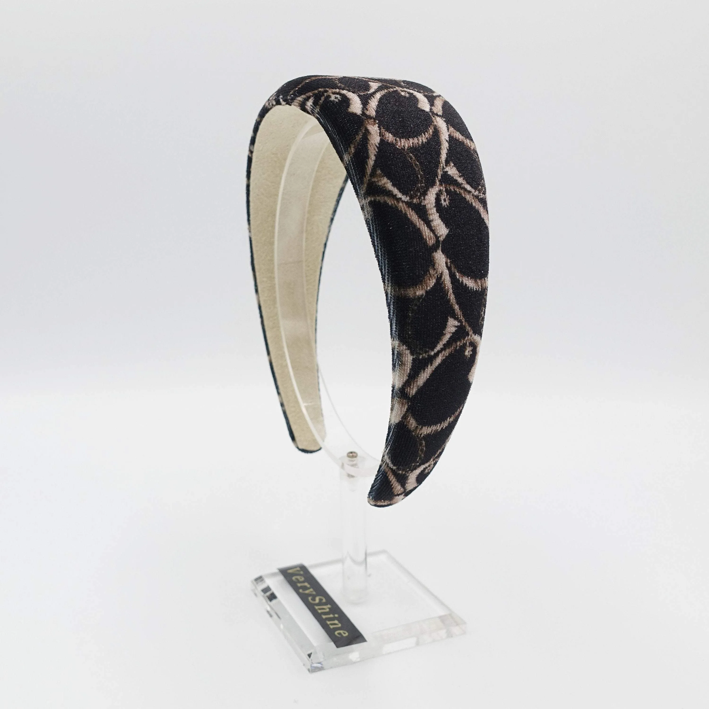 heart print velvet padded headbandi