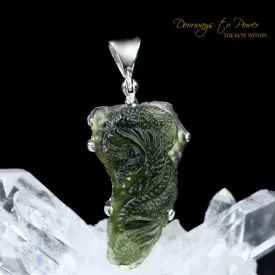 Moldavite Tektite Dragon Crystal Pendant Hand Carved