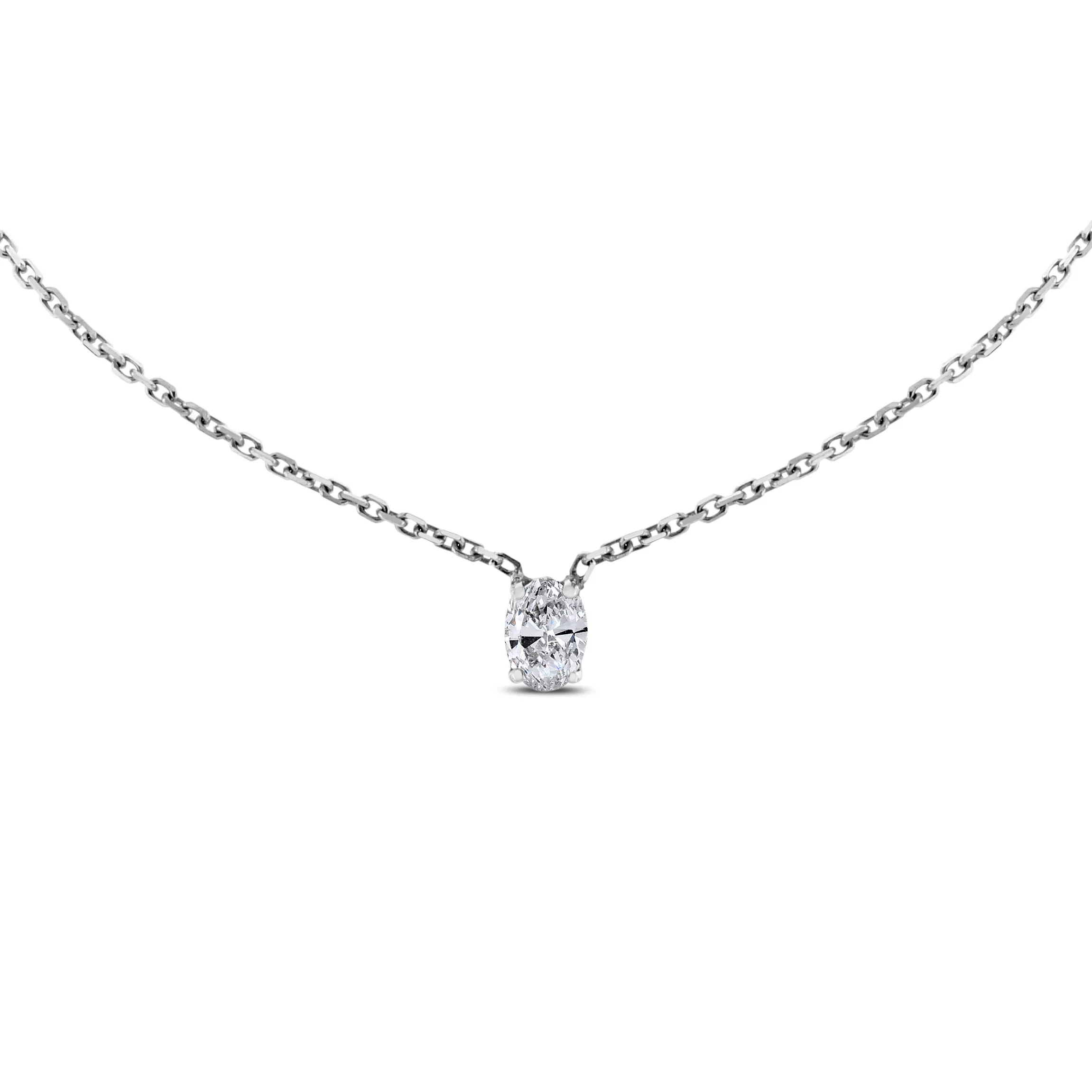 Oval Solitaire Pendant (0.80 ct Diamond) in White Gold