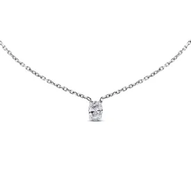 Oval Solitaire Pendant (0.80 ct Diamond) in White Gold