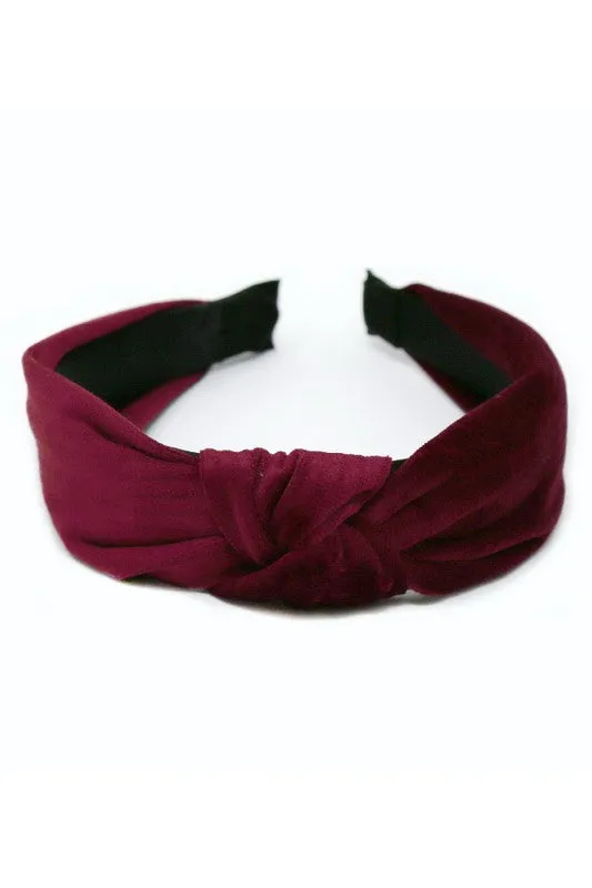 Pleated Velvet Front Knot Headband // 4 COLORS