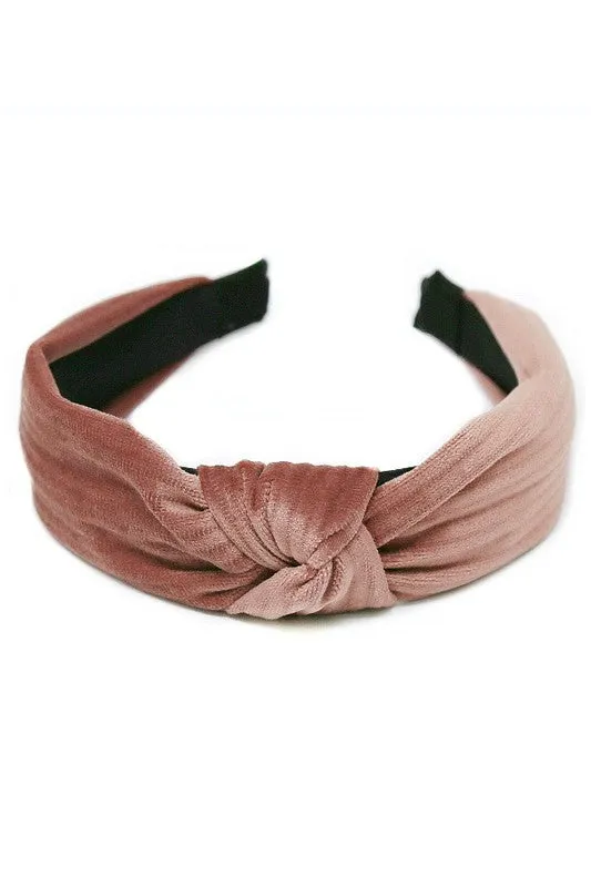 Pleated Velvet Front Knot Headband // 4 COLORS