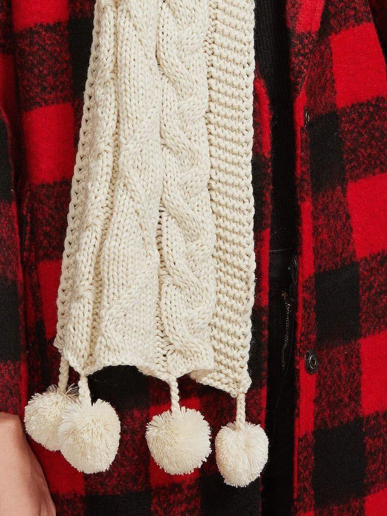 Pom Pom Cable Knit Scarf