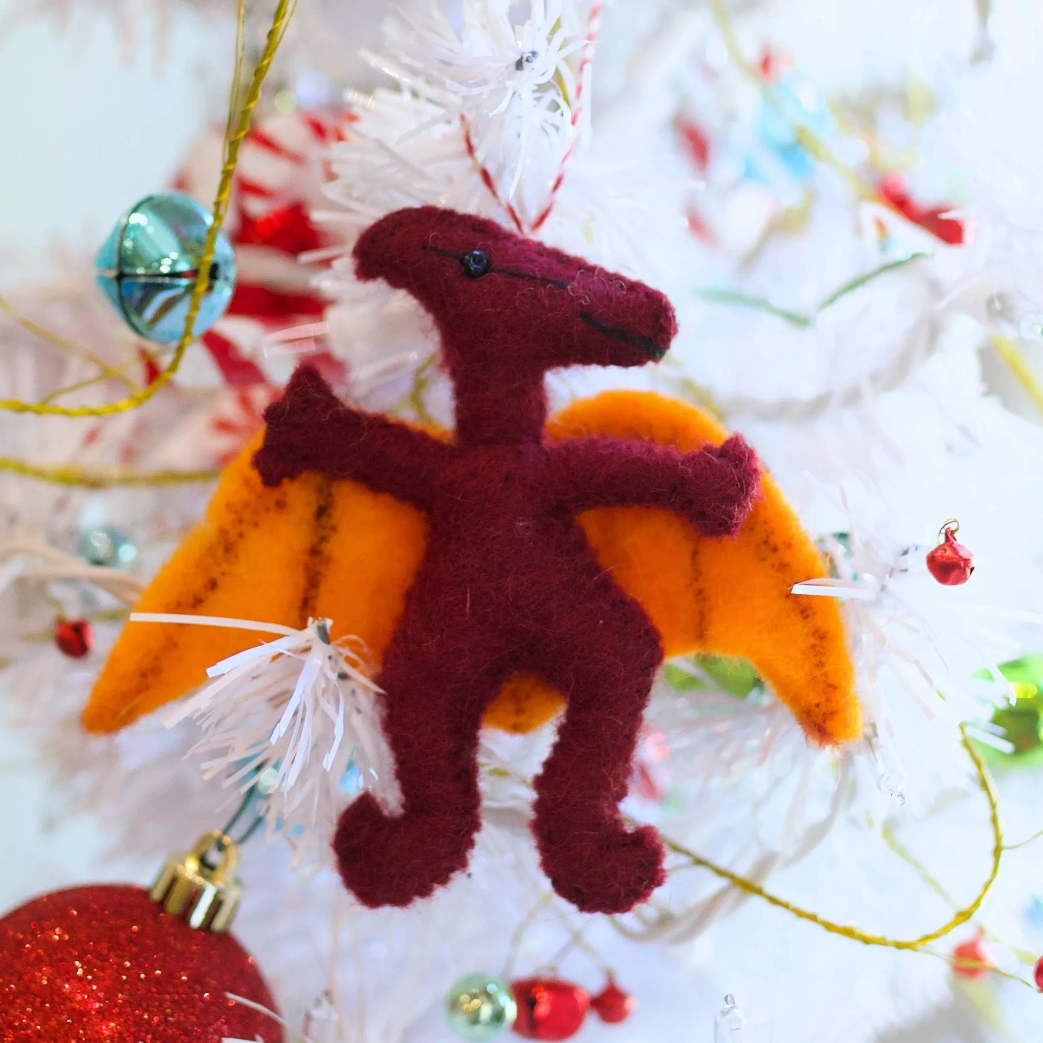 Pteranodon Dinosaur Ornament, Felt Wool