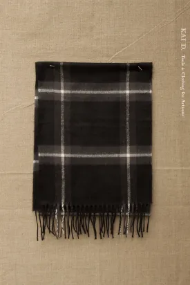 Pure Cashmere Wool Scarf - Black Windowpane Plaid