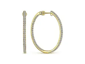 "Inside-Outside" Pavé Diamond Hoop Earrings in Yellow Gold