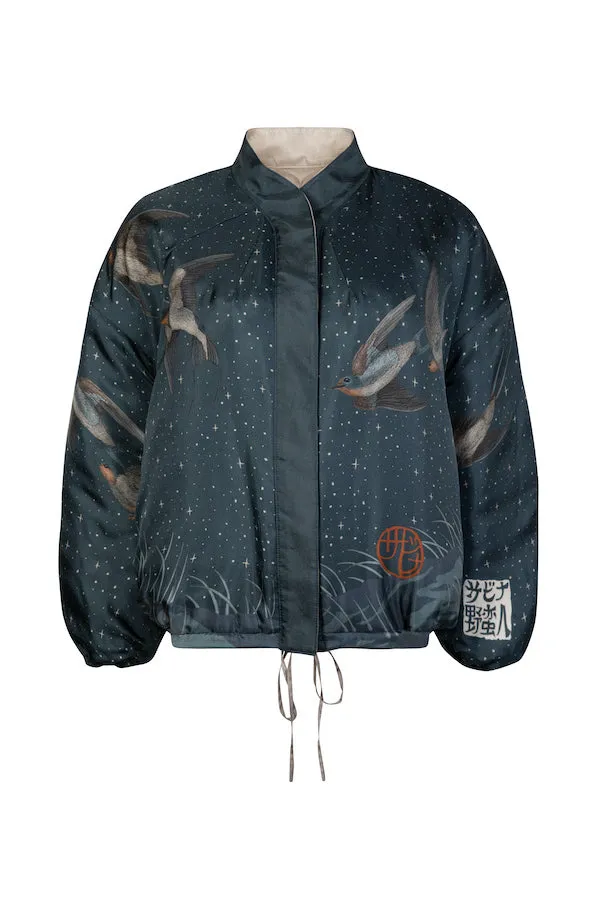 "The Lunar Leopard" Reversible Silk Twill Bomber Jacket