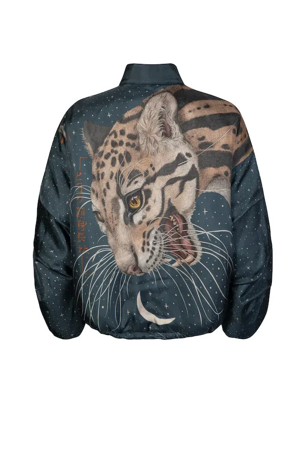 "The Lunar Leopard" Reversible Silk Twill Bomber Jacket