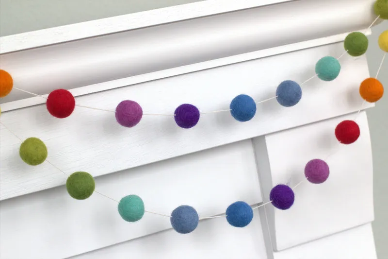 Rainbow Felt Ball Garland