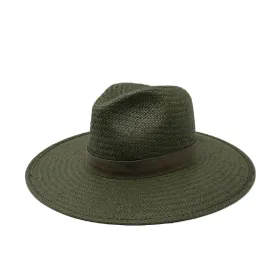 SAN SEBASTIAN PACKABLE STRAW FEDORA ARMY GREEN