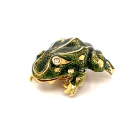 Tiffany & Co. Enamel and Diamond Frog Pendant/Brooch, 18 Karat Gold