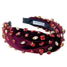 Traditional Knot Headband - Velvet Maroon Gem