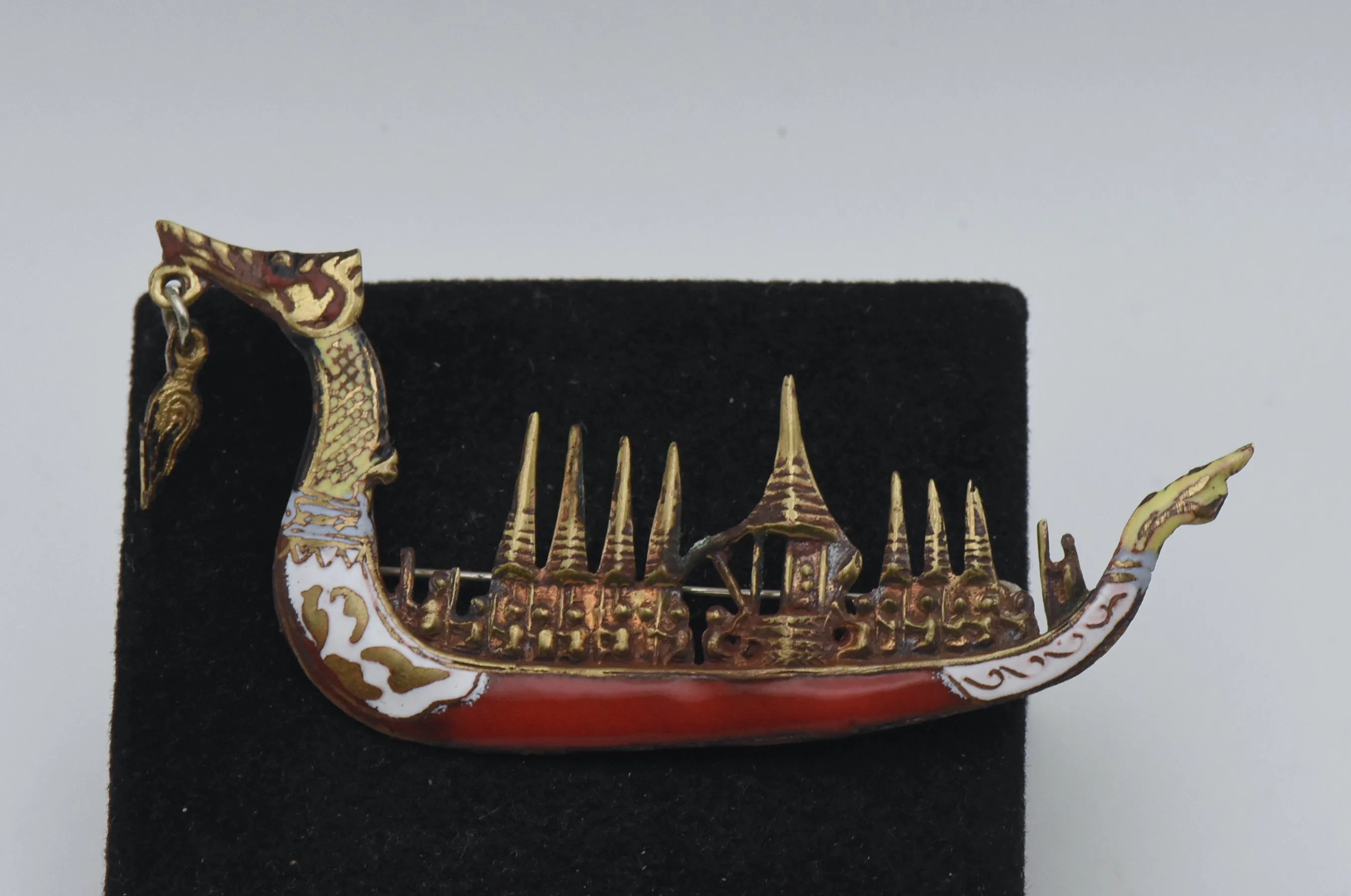 Vintage Siamese Dragon Boat Brooch