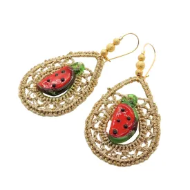 Watermelon Charm Crochet Hoop Earrings