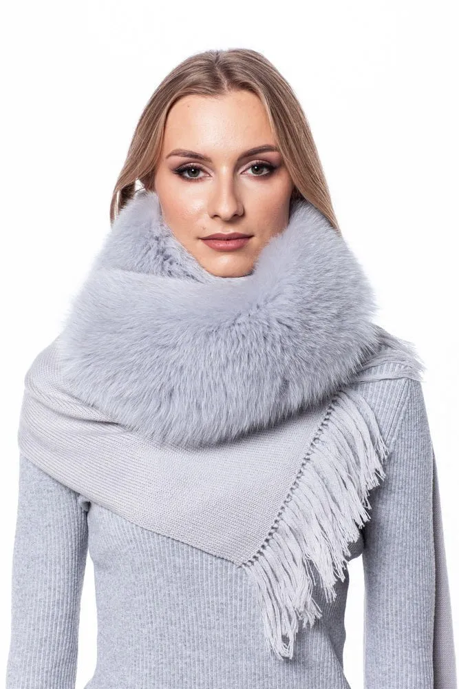 Wool Scarf With Fox Fur