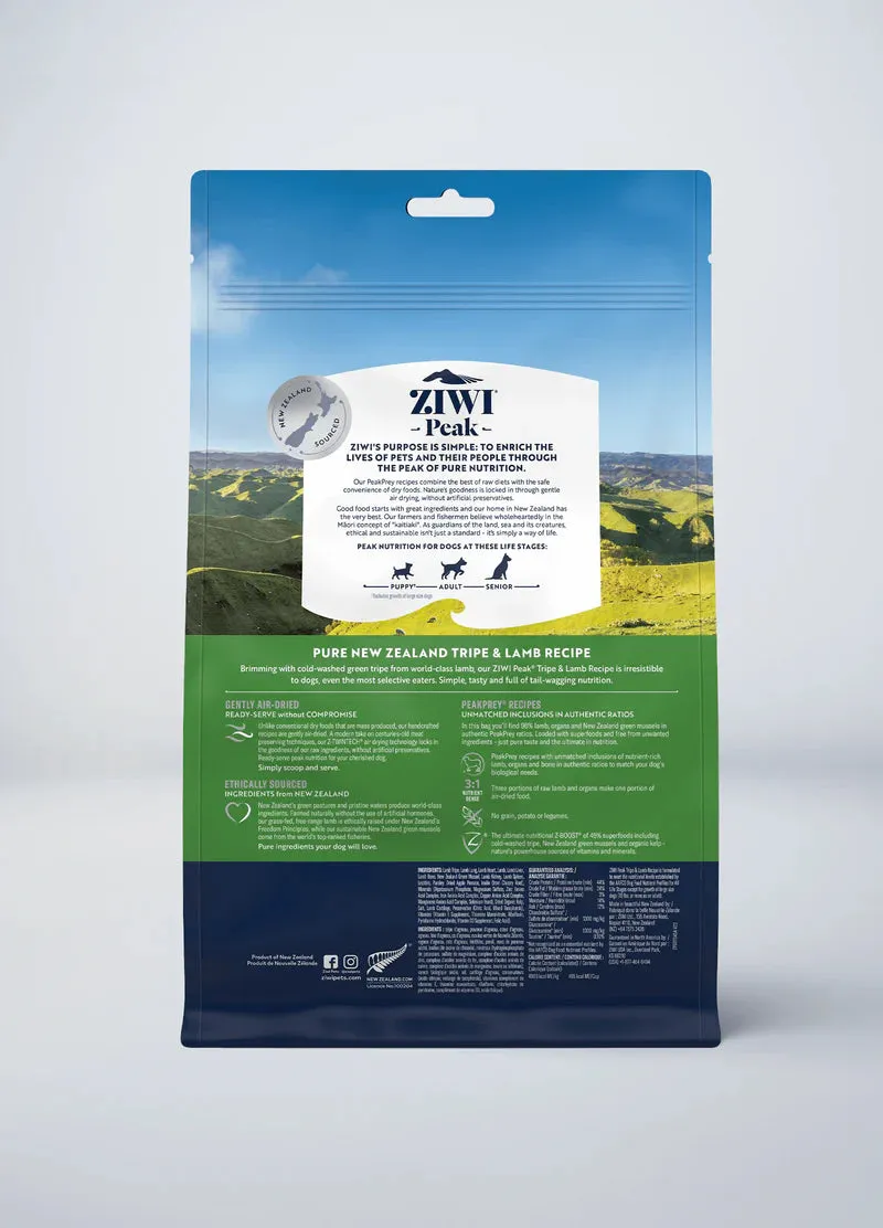 Ziwi Peak Air Dried Dry Dog Food (Tripe & Lamb)